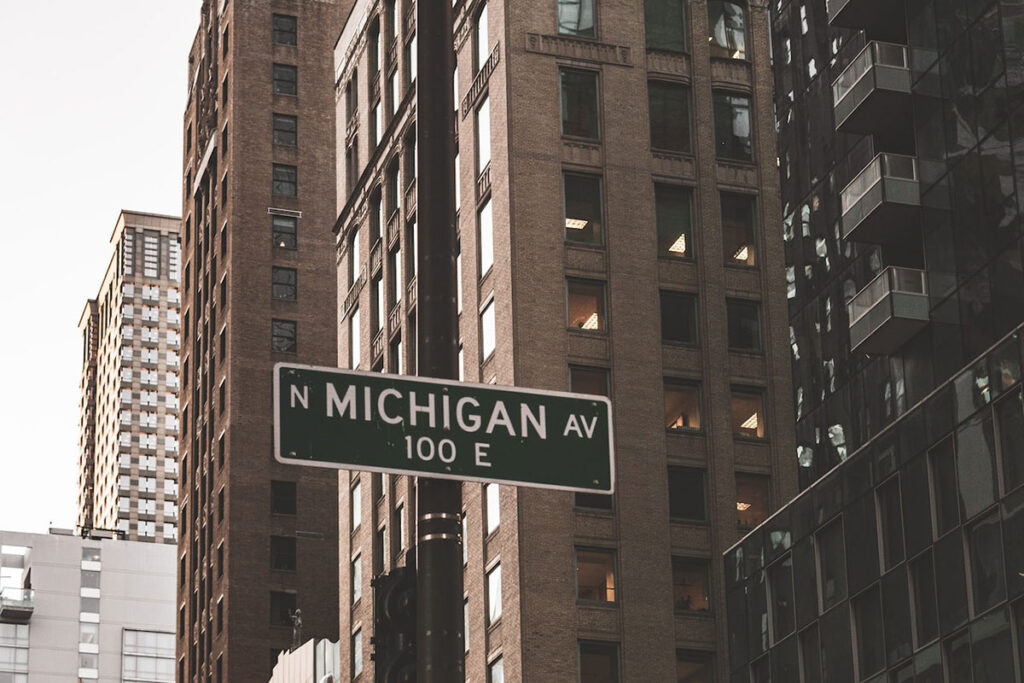 Street sign that says Michigan