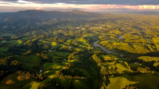 Aerial view of a green valley