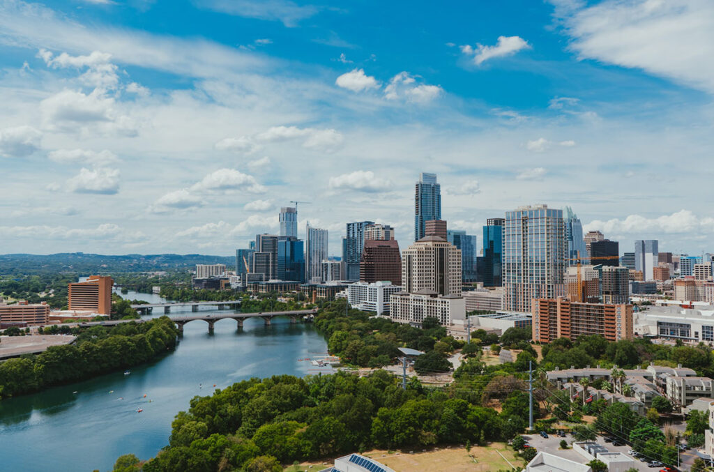 Downtown Austin with a river and bridge