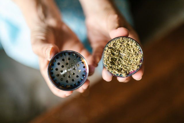  cannabis in a grinder