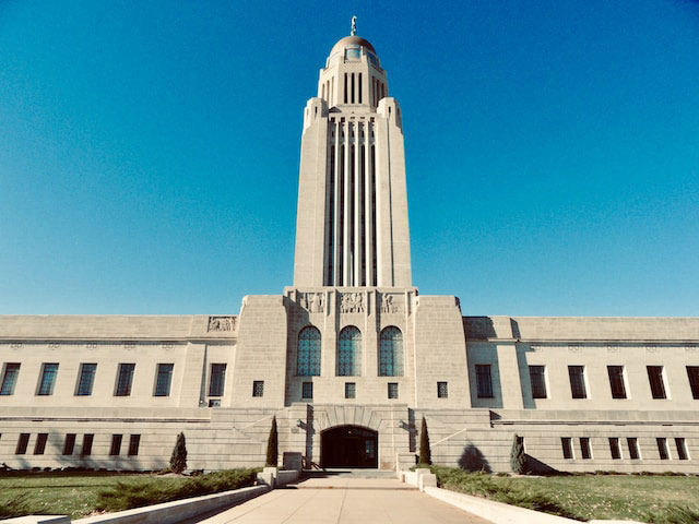 Government building against a blue sky