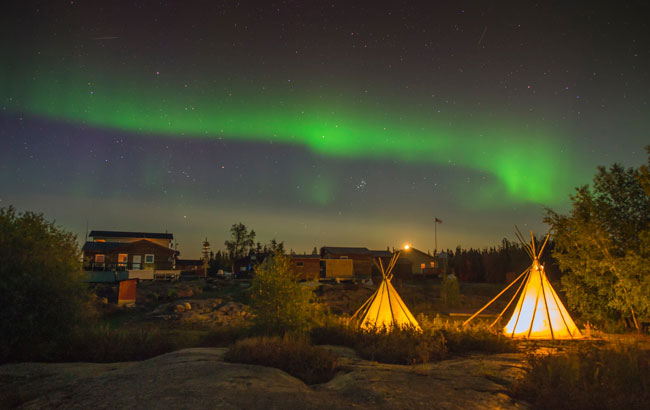 Northern Lights seen above teepees
