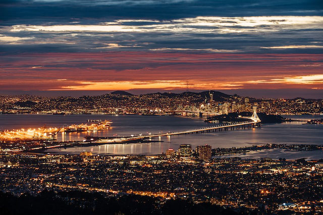 night lights of the Bay Area