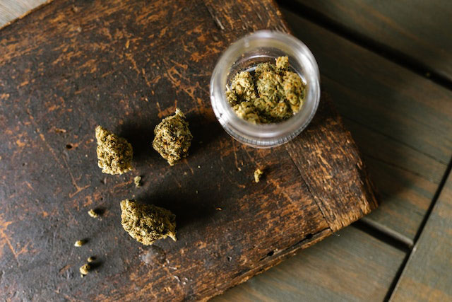 cannabis flower in a jar