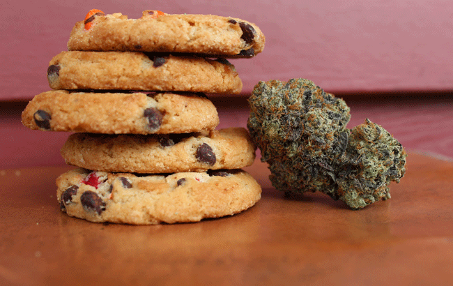 cannabis flower next to cookies