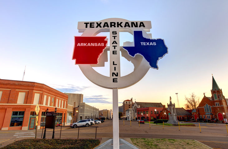 Texas-Arkansas State Line in Texarkana